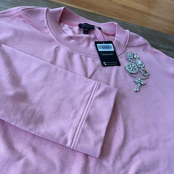 Burberry Rose Pink Cropped Sweatshirt(Brooch) L - Picture 3 of 13